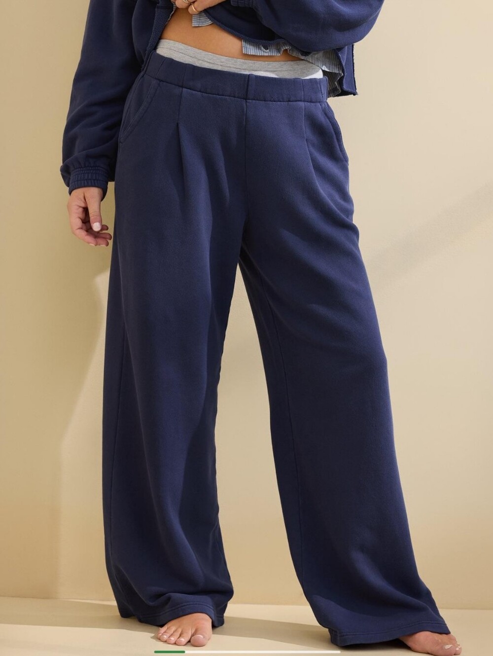 NWT Aerie Cozy New Heights Fleece Trouser Navy Medium M
